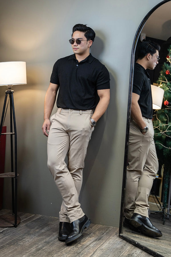 Textured short sleeve polo shirt
